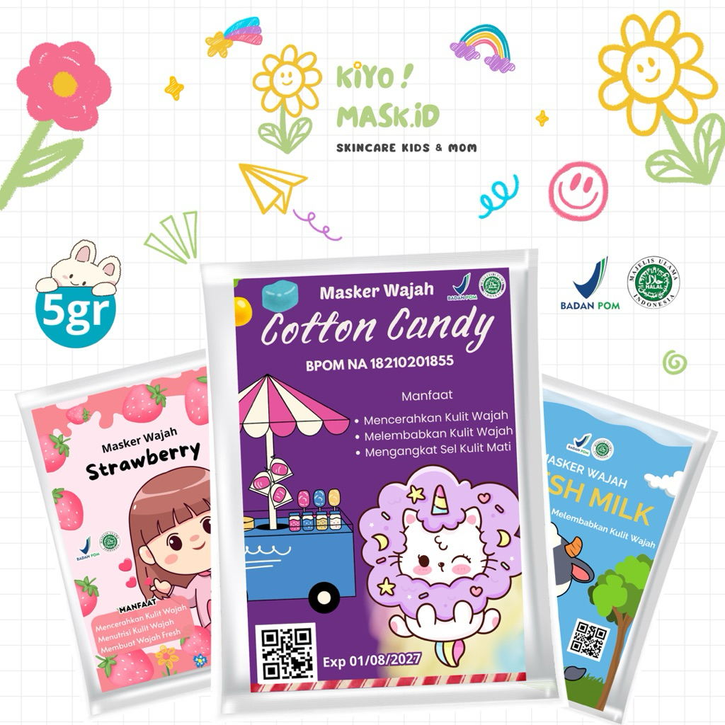 (5gr) Masker Organik BPOM Terlaris/Masker Wajah Anak/Face Mask Organic/Masker Wajah Murah