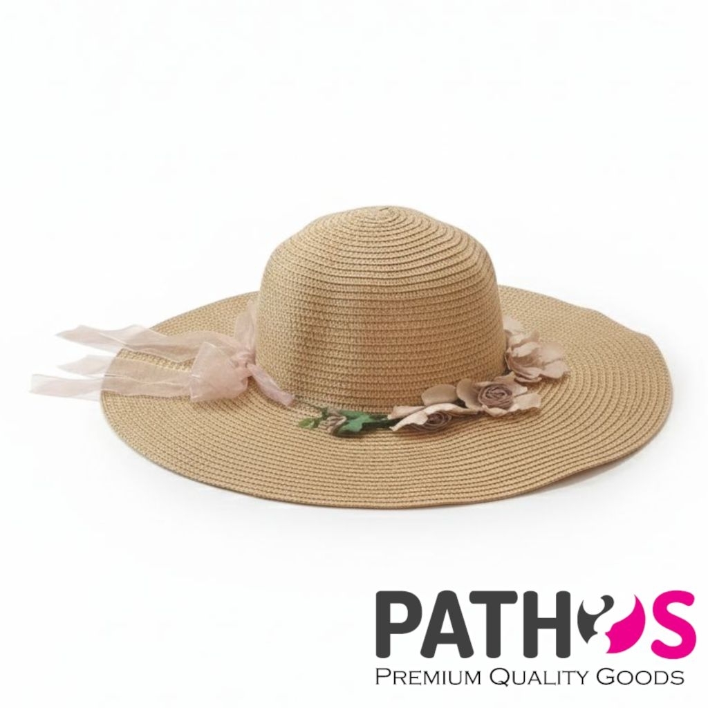 Topi Pantai Wanita Dewasa Mahkota Bunga Import Liburan