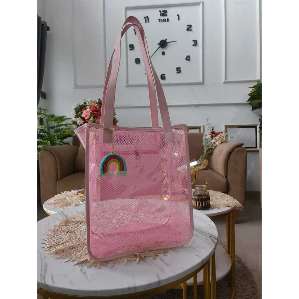 tas totebag mika pvc besar ( bonus gantungan macrame )