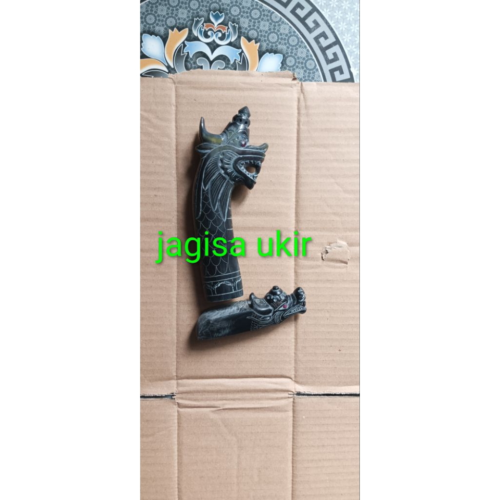 gagang tanduk ukir naga + sopal ukir naga