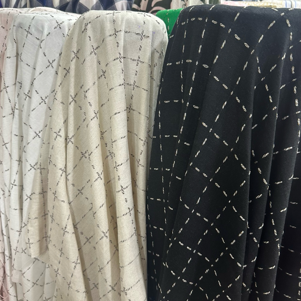 kain katun linen bordir sulam ( harga meter )