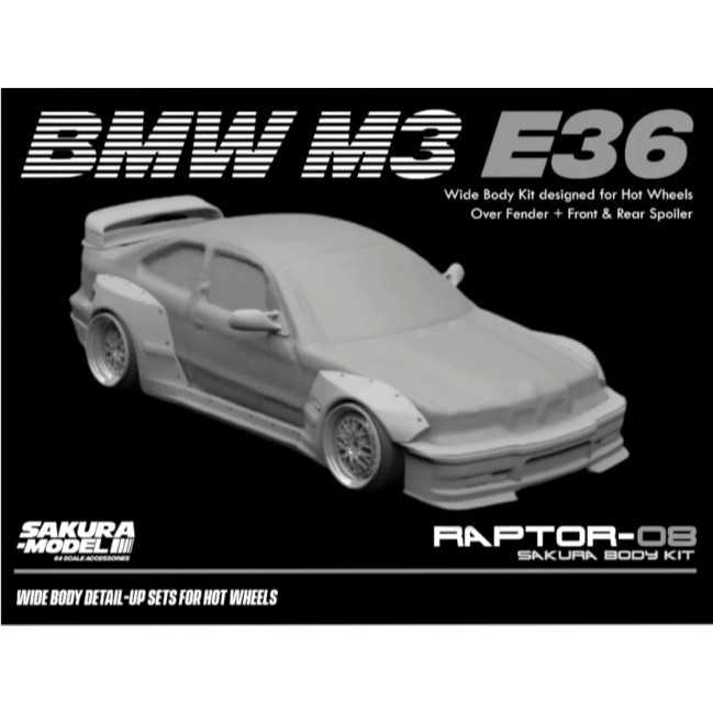 Body Kit for BMW M3 E36 WIDE BODY SM33 Diecast 1/64