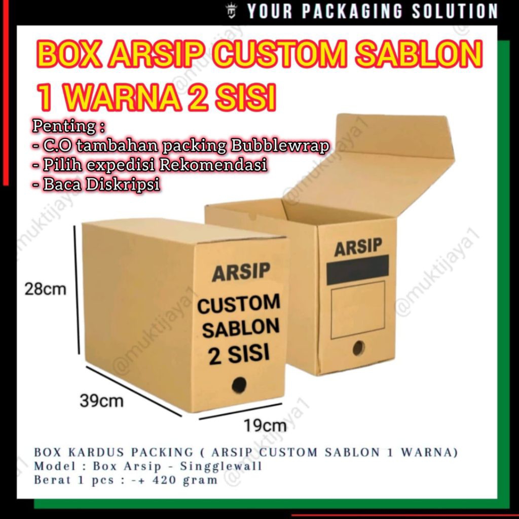 BOX ARSIP 1 CUSTOM SABLON • UK. 39x19x28cm • CUSTOM SABLON 1 WARNA ll BOX FILE ll DOKUMEN ll CUSTOM 