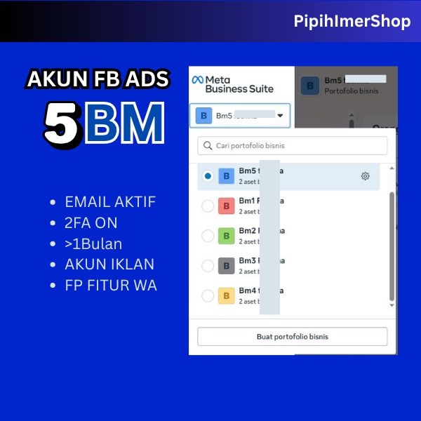 AKUN FB ADS 5 BM | FACEBOOK ADS 5 BUSINESS MANAGER UNTUK IKLAN FBADS