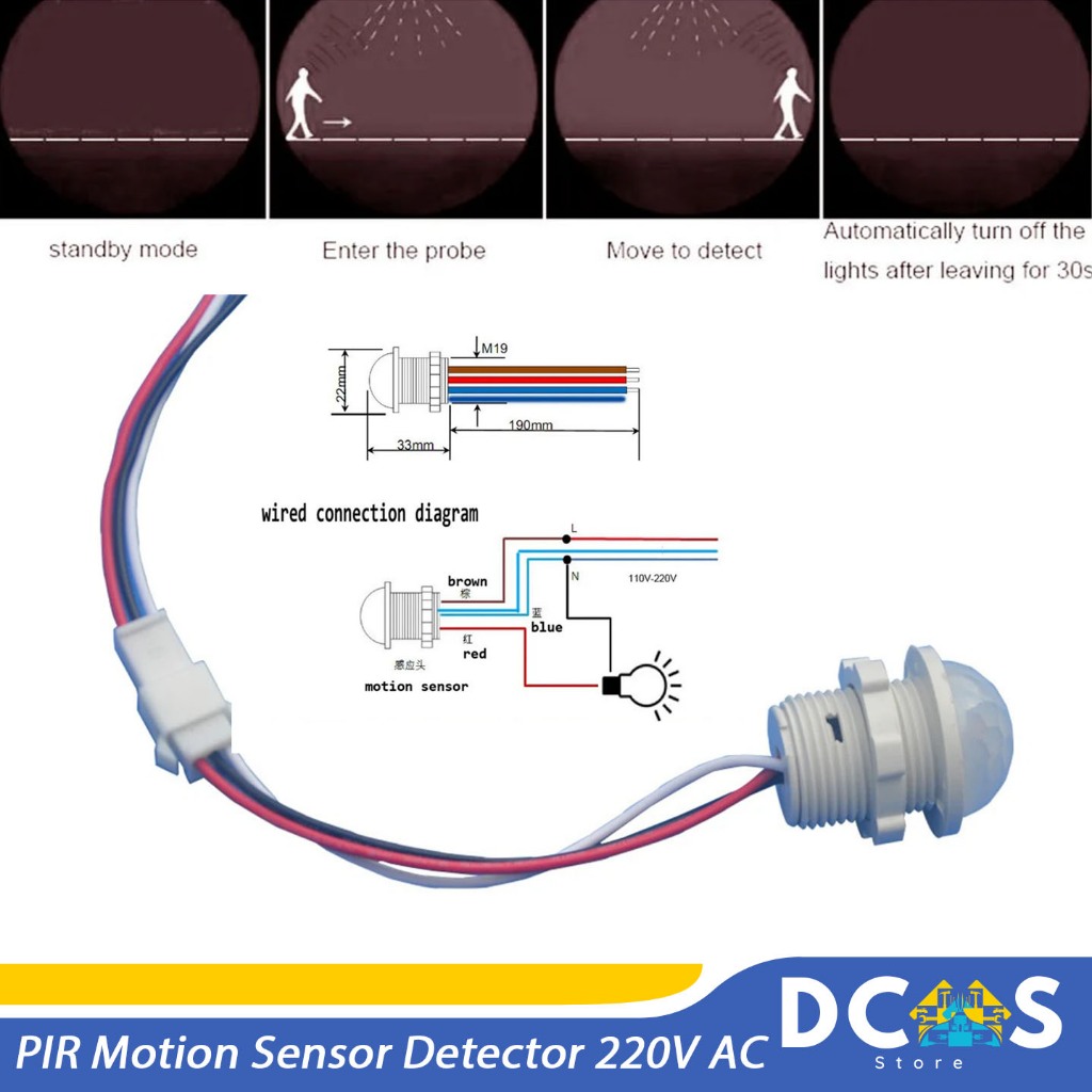 Saklar Otomatis Sensor Gerak /PIR Motion Sensor Detector 220V AC 220 V