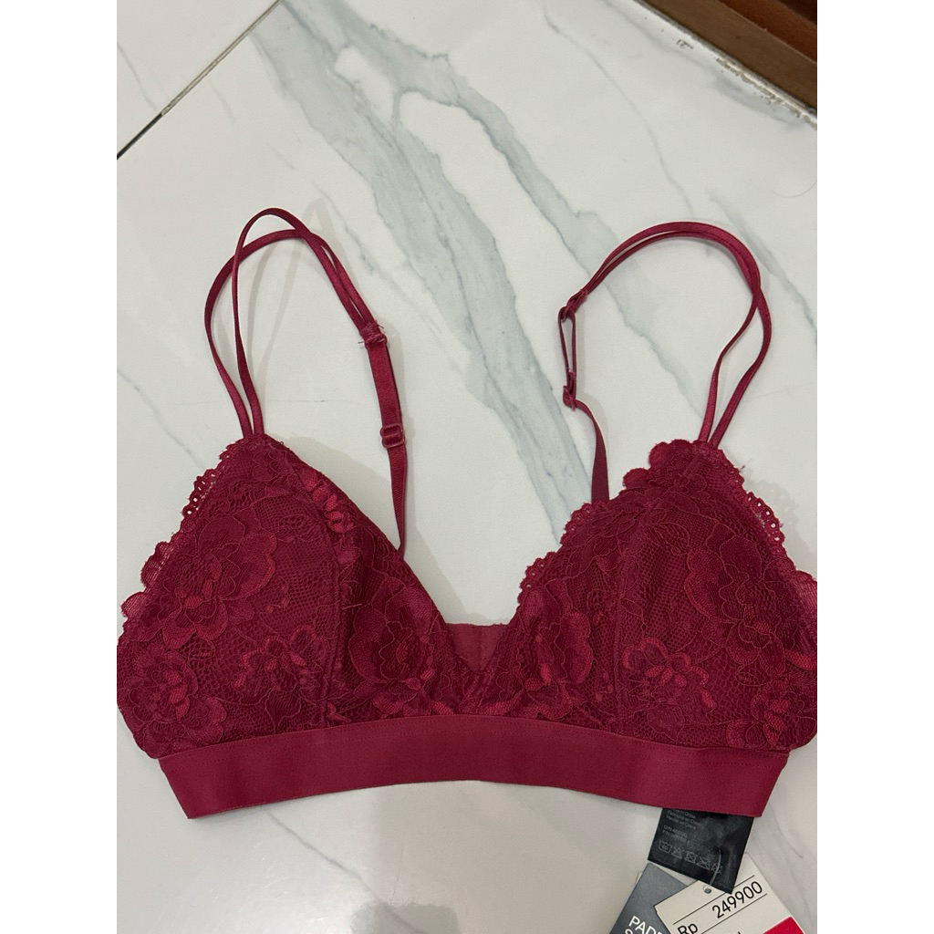 H&M paddes soft bra bralette merah red