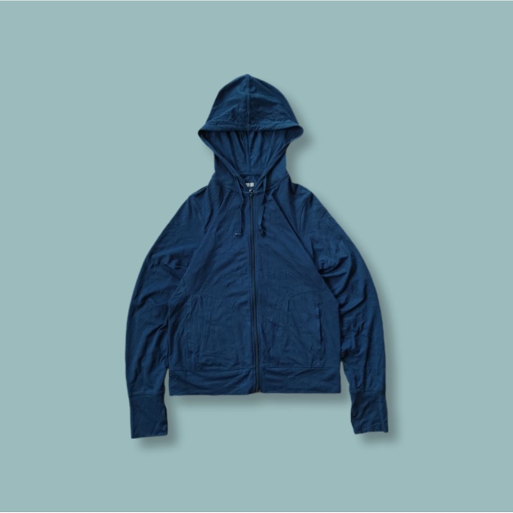 Uniquesport - Jaket Olahraga Running Uniqlo AIRism UV Cut Navy Second M