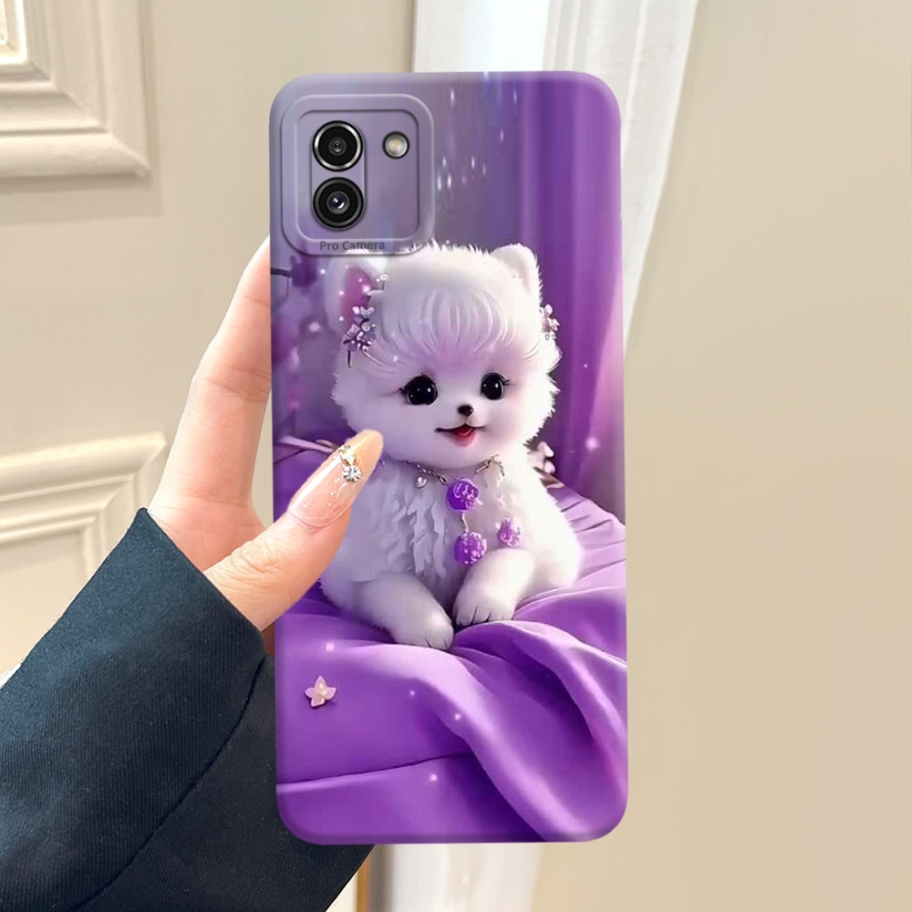 Premium Casing Hp Untuk SAMSUNG GALAXY A03 - Desain DOG KUCING CUTE LUCU - Case Silikon Softcase Tre