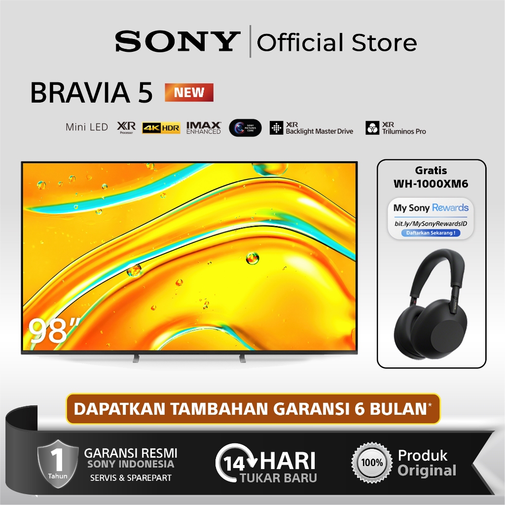 SONY BRAVIA 5 98" K-98XR50 Smart TV 98 Inch 4K HDR Google TV