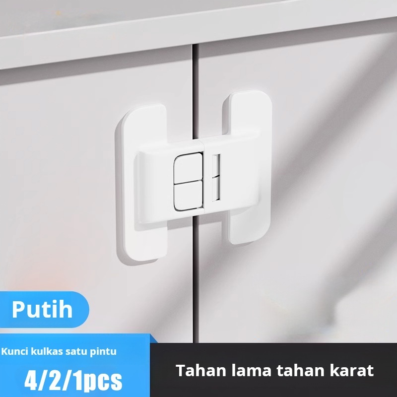 “Kunci Kulkas Satu Pintu Putih 4/2/1 Pcs - Kunci Pengaman Lemari Anti Anak Kecil, Tahan Lama Tahan K