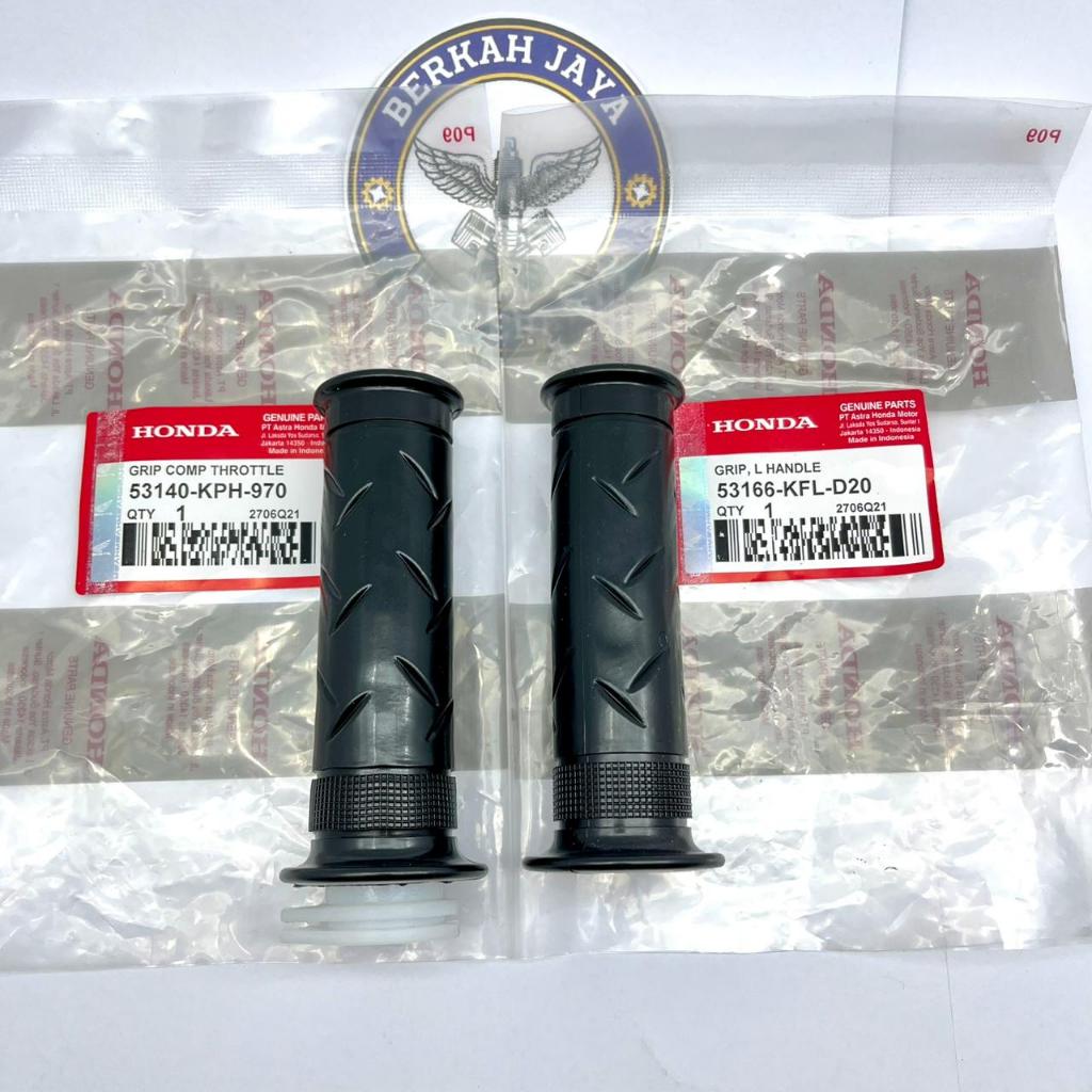 Grip Handfat + Pipa Gas Honda 1 SET (53140-KPH-970  53166-KFL-D20) Supra X 125, Kirana, Kharisma, Re