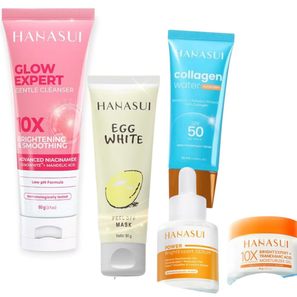 HANASUI Paket Perawatan Wajah Flek Hitam Kusam Susah Putih Skincare Harian Bundle