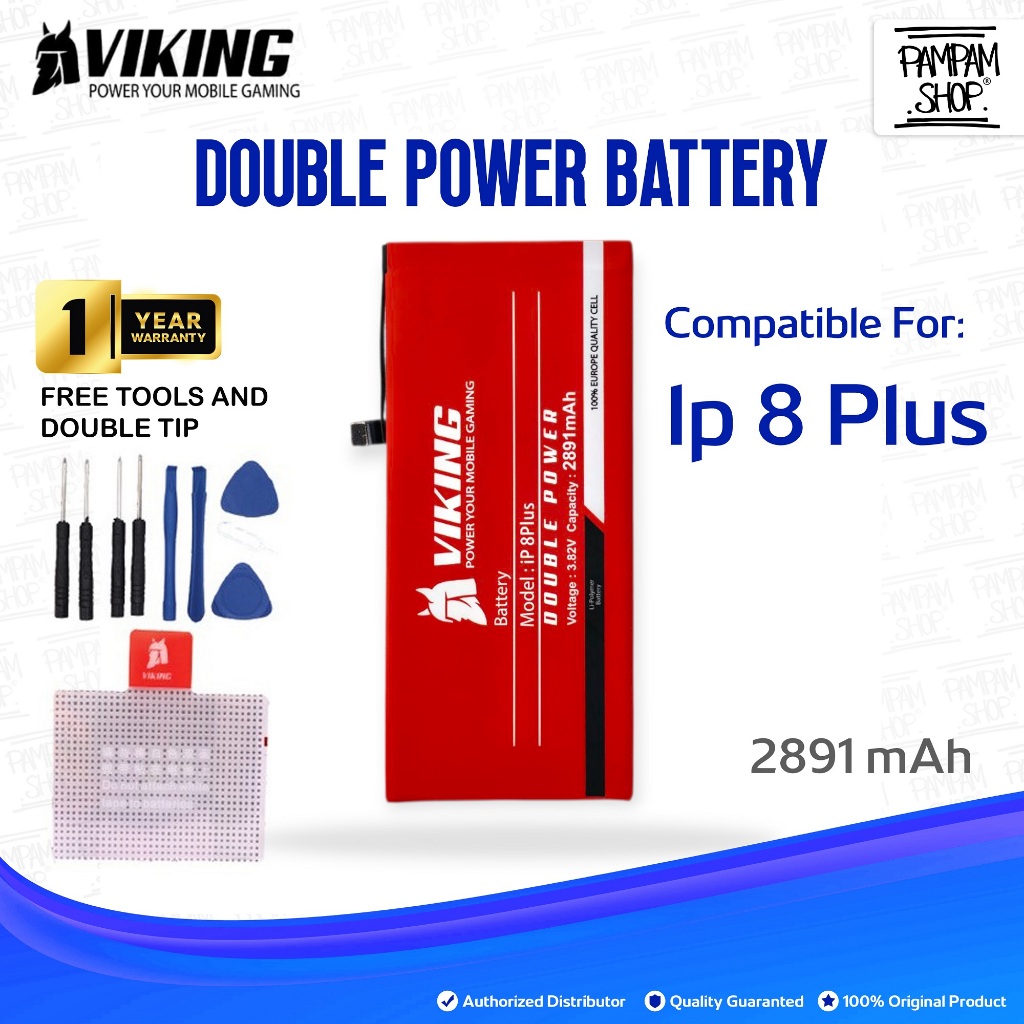 Baterai VIKING Double Power for Ip 8+ 8 Plus Batre Batrai Battery Iphone