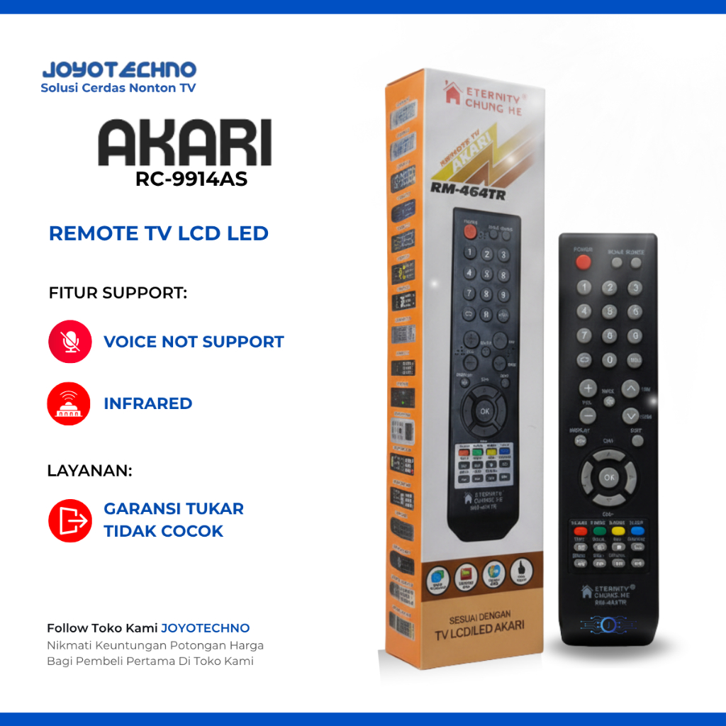 Remote TV Akari Multi RC-9914ID RC-9914AS 464 LCD LED