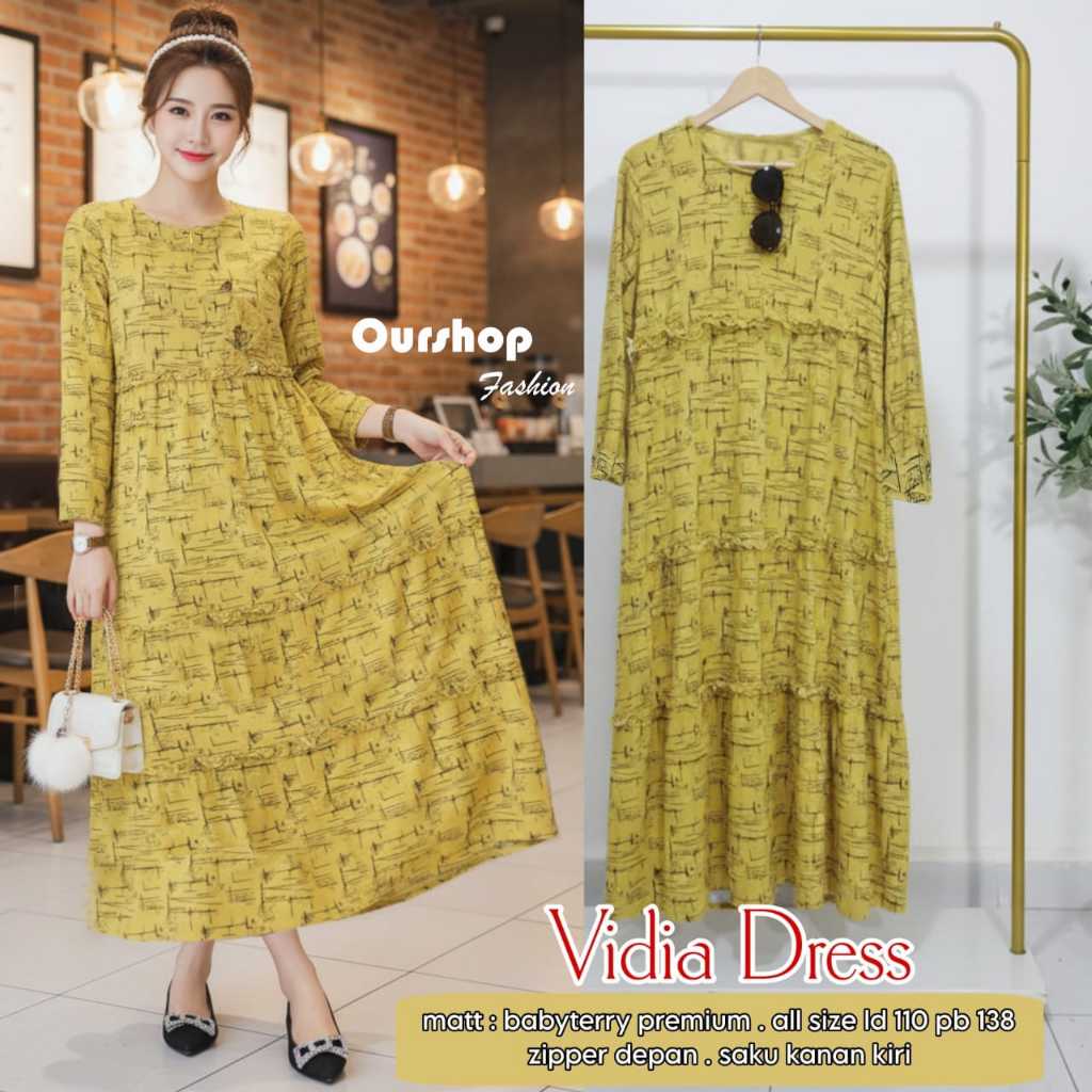 Vidia Dress Original Ourshop Fashion Matt Babyterry Premium Dress wanita Vidia Ourshop