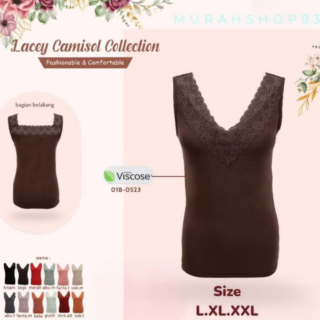 MIRANDA Tangtop wanita dewasa leher renda/kaos dalam wanita dewasa renda