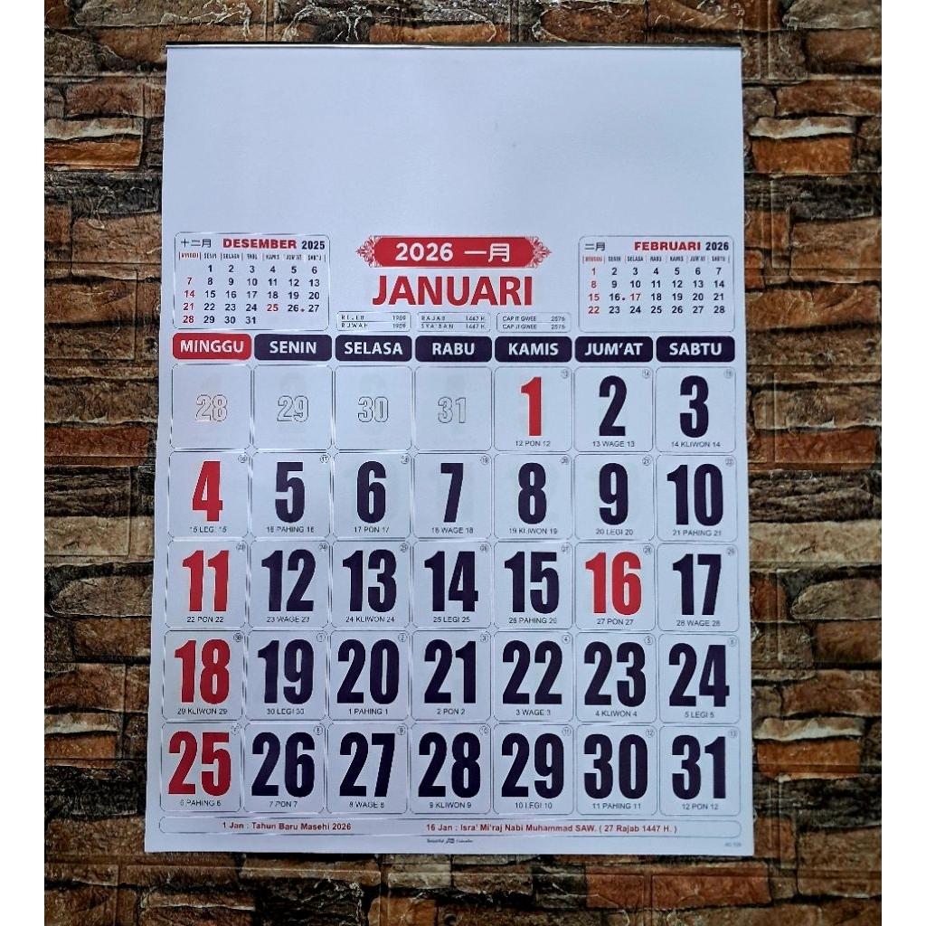 KALENDER JUMBO BIRU AO [ 2026 ]