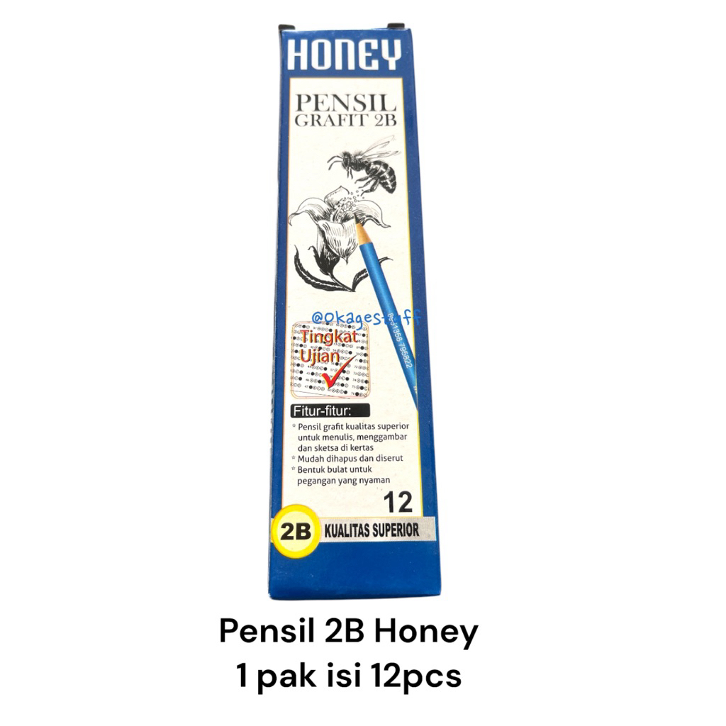 ( DAPAT 12 PENSIL ) PENSIL 2B HONEY BIRU HIJAU / Pensil Kayu 2B Honey Murah