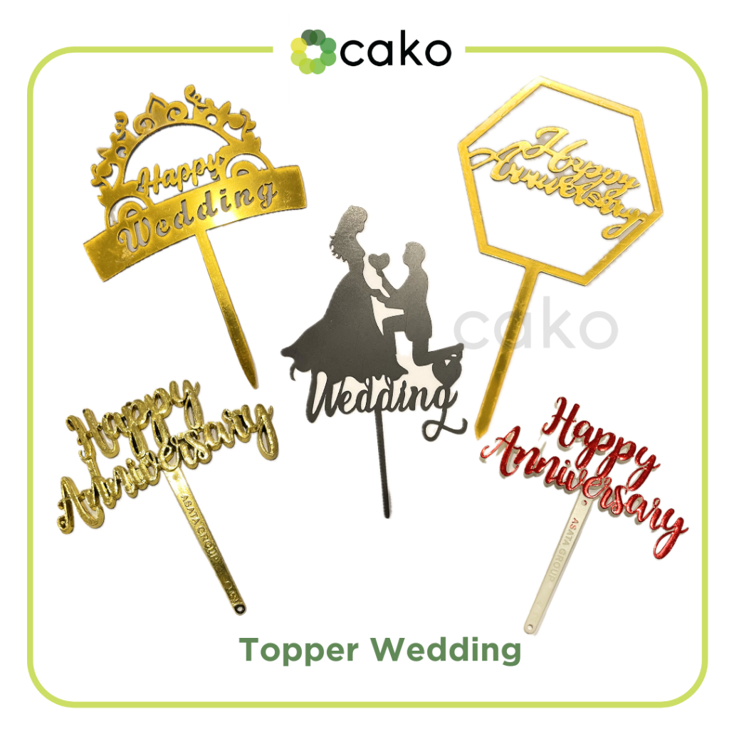 Topper Happy Wedding & Happy Anniversary / Hiasan Kue Wedding