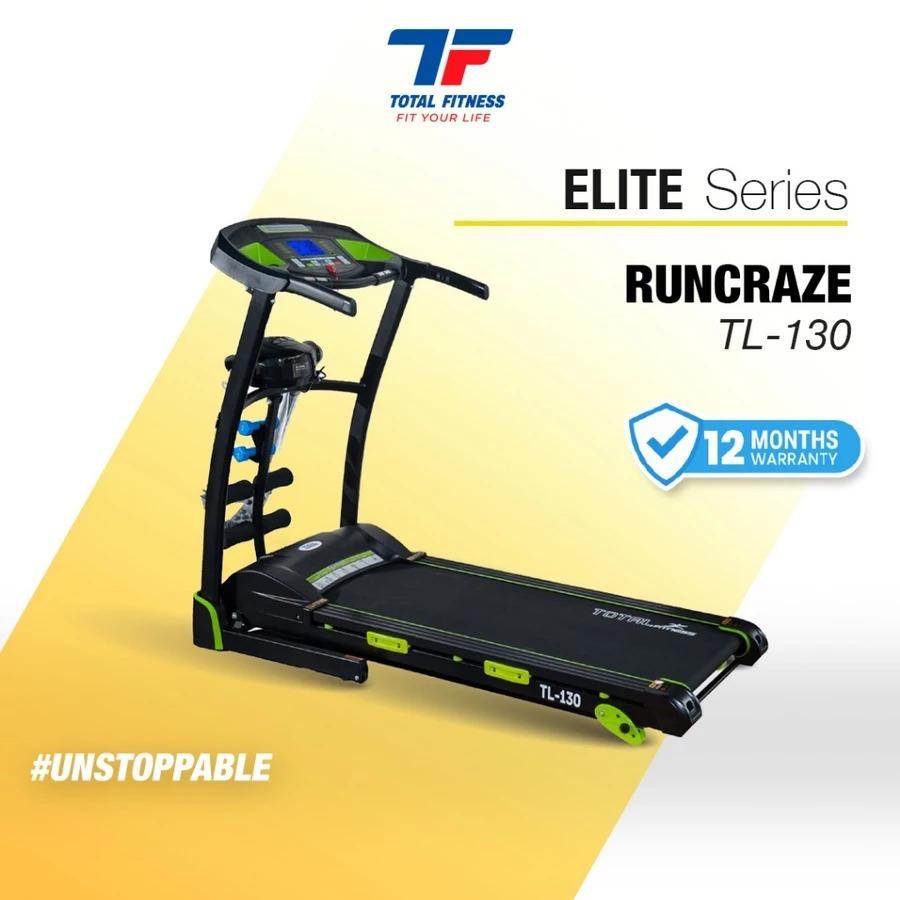 Alat Fitness Lari Olahraga Lari di Tempat Treadmill Multifungsi Elektrik 2HP TL-130 Total Fitness