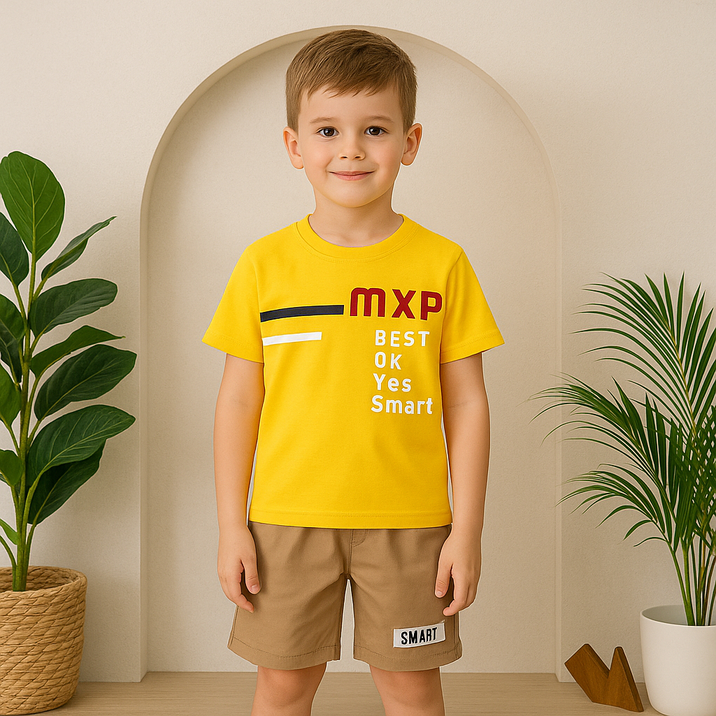 Setelan Anak Kaos Maxwellpro / Joseullin Motif Full Lengan Pendek