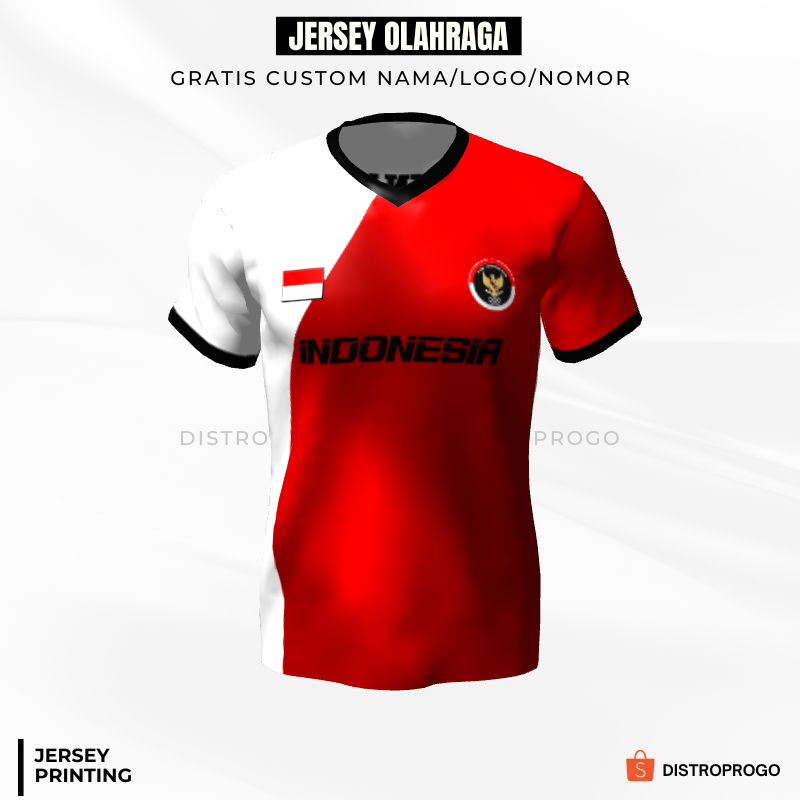 Kaos Jersey Badminton Putih Merah 95 - Jersey Custom Full Printing