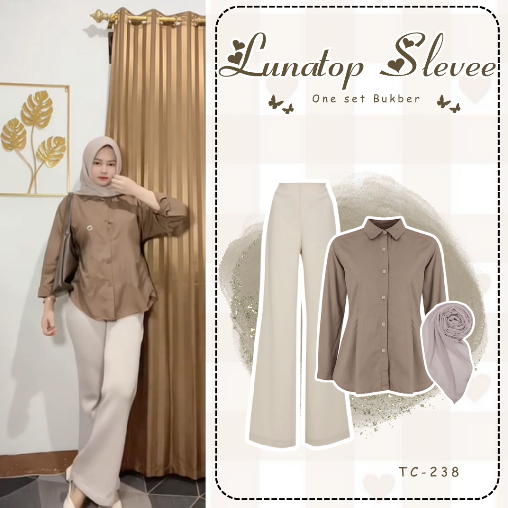 One Set Remaja Kekinian Dan Terbaru ( Celana Cutbray + Blouse + Bella Square ) SET TC-238