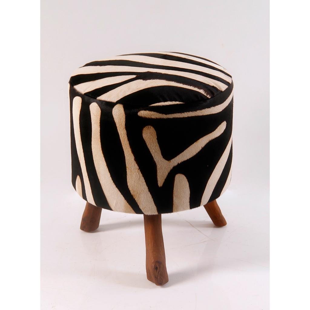 Stool Busa Bulat kaki kayu