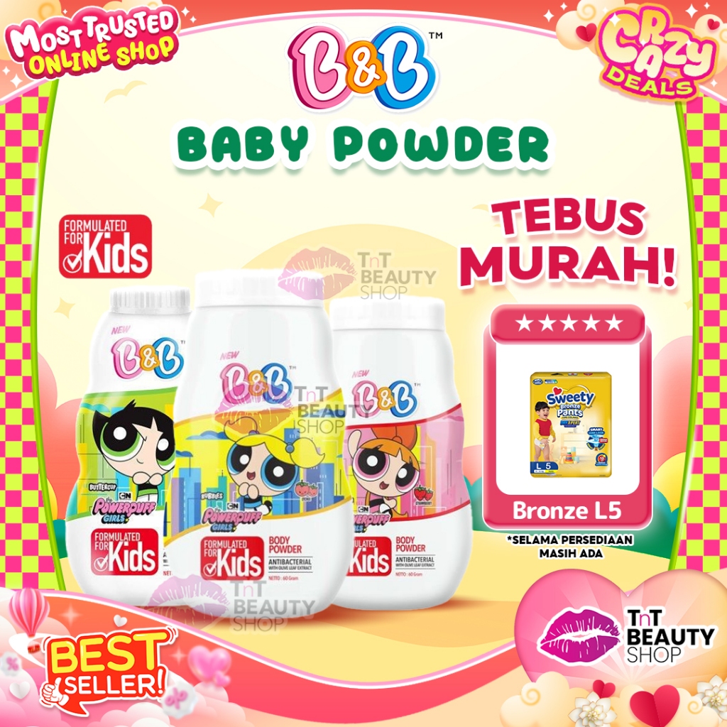 B&B Kids Body Powder Kemasan 60 gr / 150 gr Karakter My Little Pony Barbie Powerpuff Girls Bnb Kids 