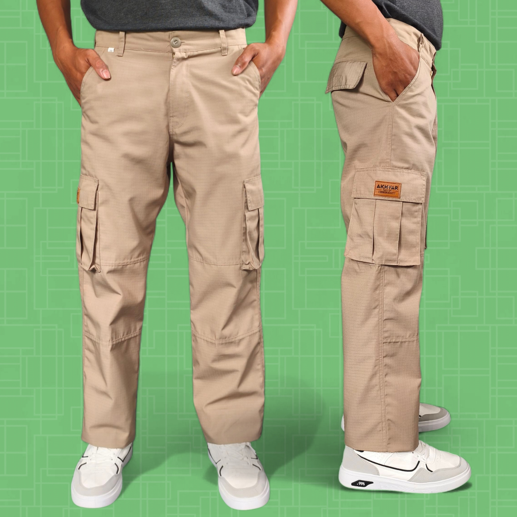 Celana Cargo Pria Bahan Cotton Ripstop | Celana Panjang Outdoor | Celana Cargo Ripstop Pria