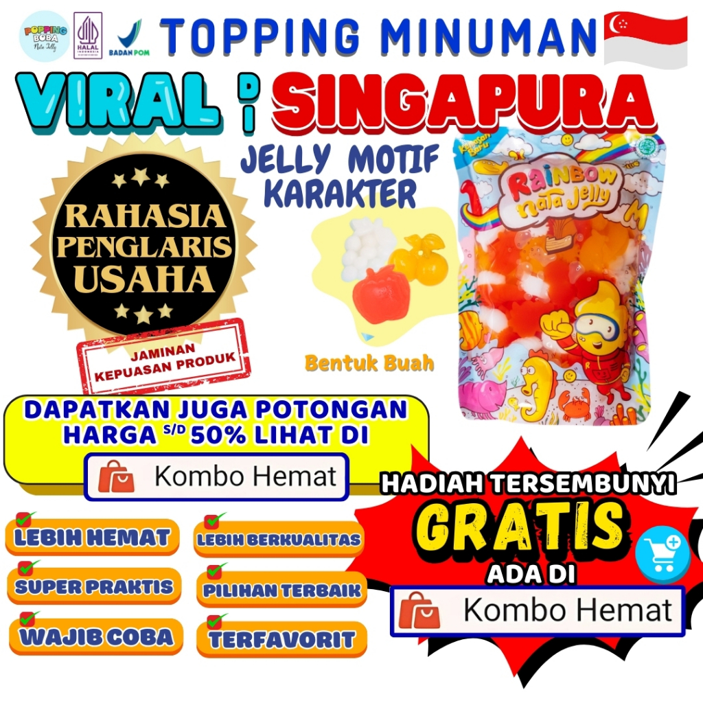 Jelly Motif Karakter Topping Minuman - Jelly Bentuk Buah Cocok Untuk Semua Minuman