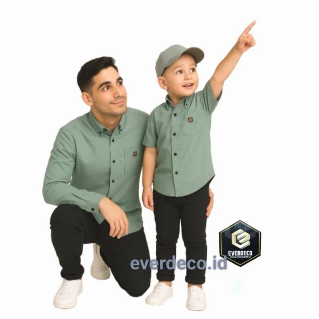 KEMEJA HIJAU SAGE PANJANG PENDEK PRIA