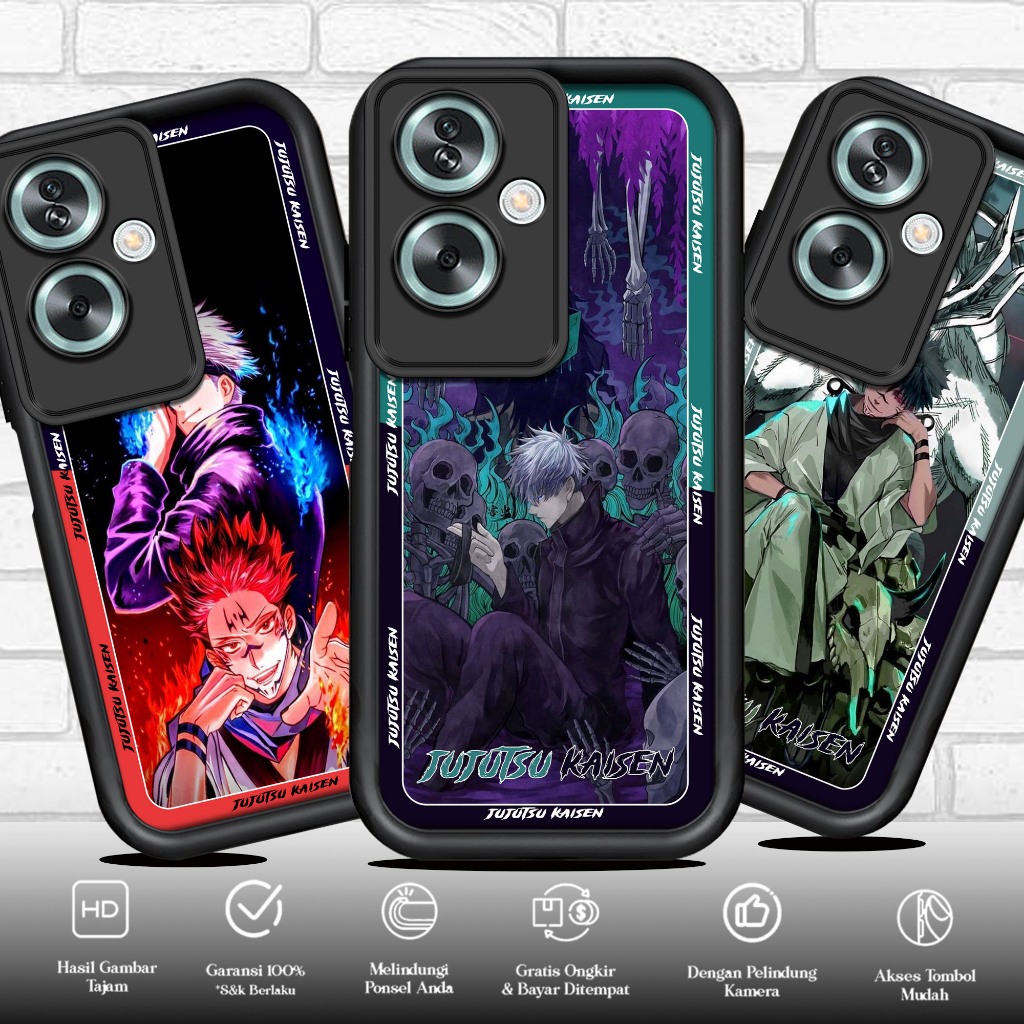 Softcase Glass kaca untuk OPPO A79 5G JUJUTSU KAISEN 4 Casing Handphone Case Procamera