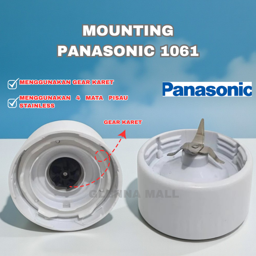MOUNTING BLENDER PANASONIC 1061 DENGAN GEAR KARET & MATA PISAU STAINLESS