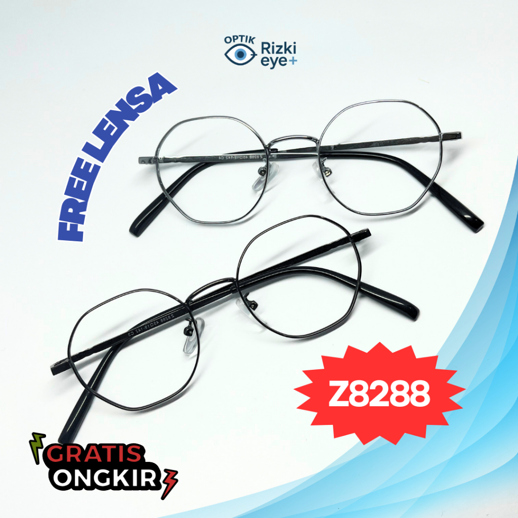 Z8288 Kacamata Titanium Kecil Tipis Anti Radiasi Jhon Carousel Frame hexagon semi bulat untuk wanita