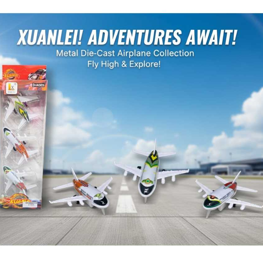 Mainan anak Pesawat Jet Pullback isi 3 pesawat D-6616