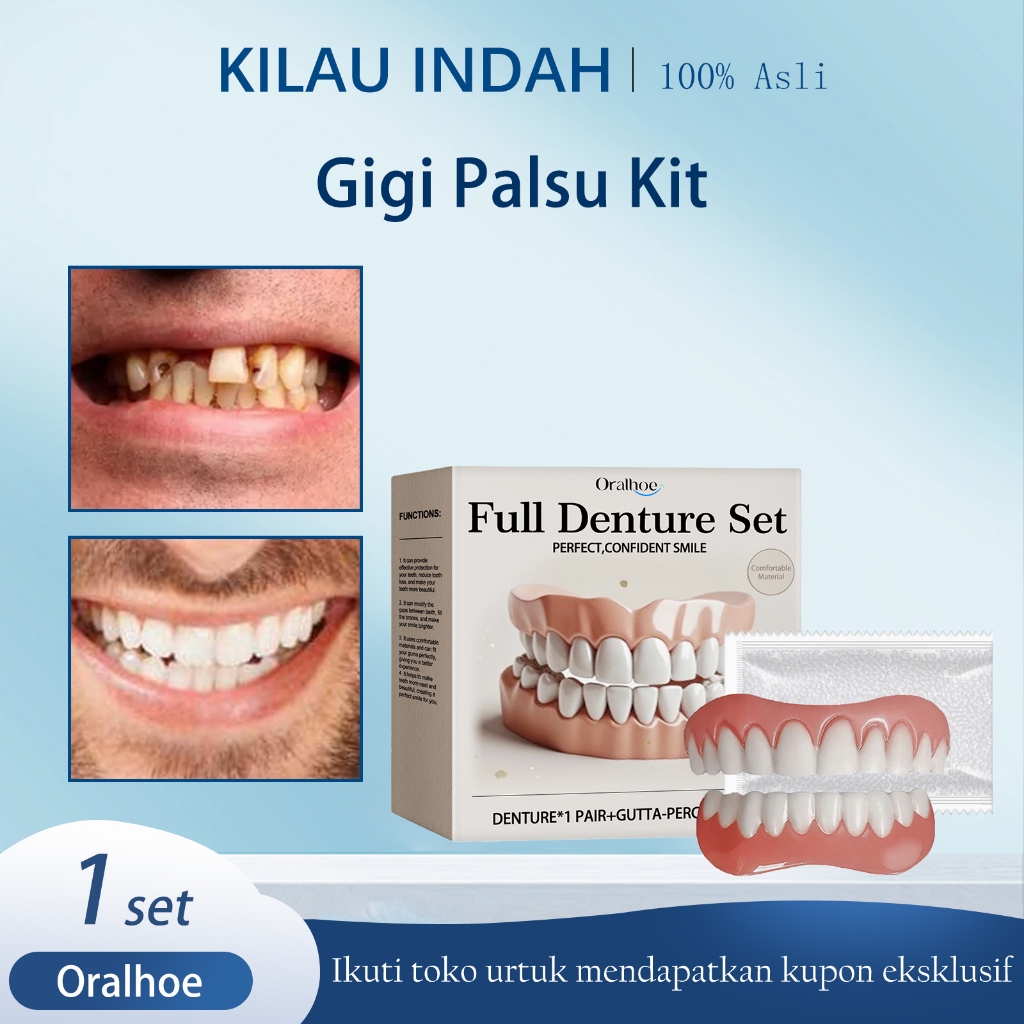 [ORI/COD] Oralhoe Gigi Palsu Kit 1set - Palsu Senyum Sempurna Gigi /Instan Gigi Palsu Lepasan