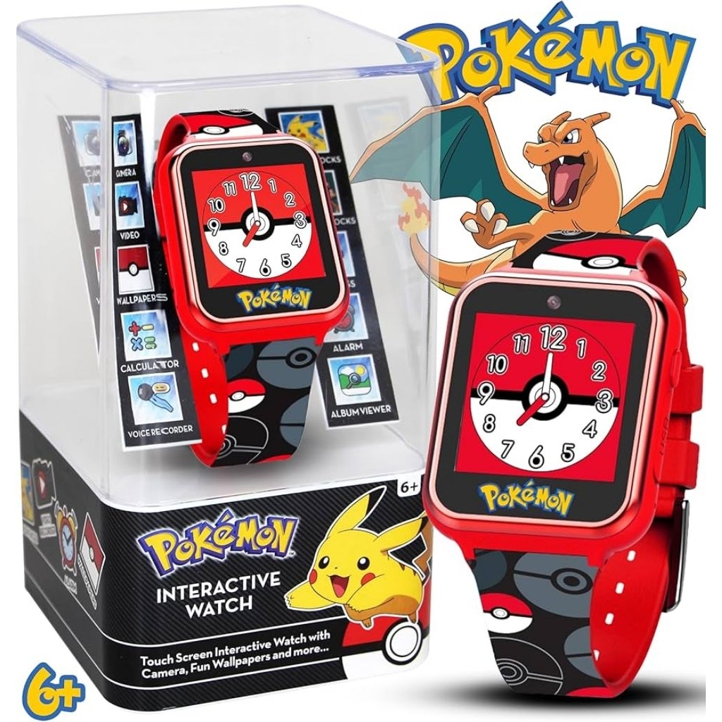 Accutime Pokemon Interactive Kids Smartwatch, Red, 40mm, Smartwatch