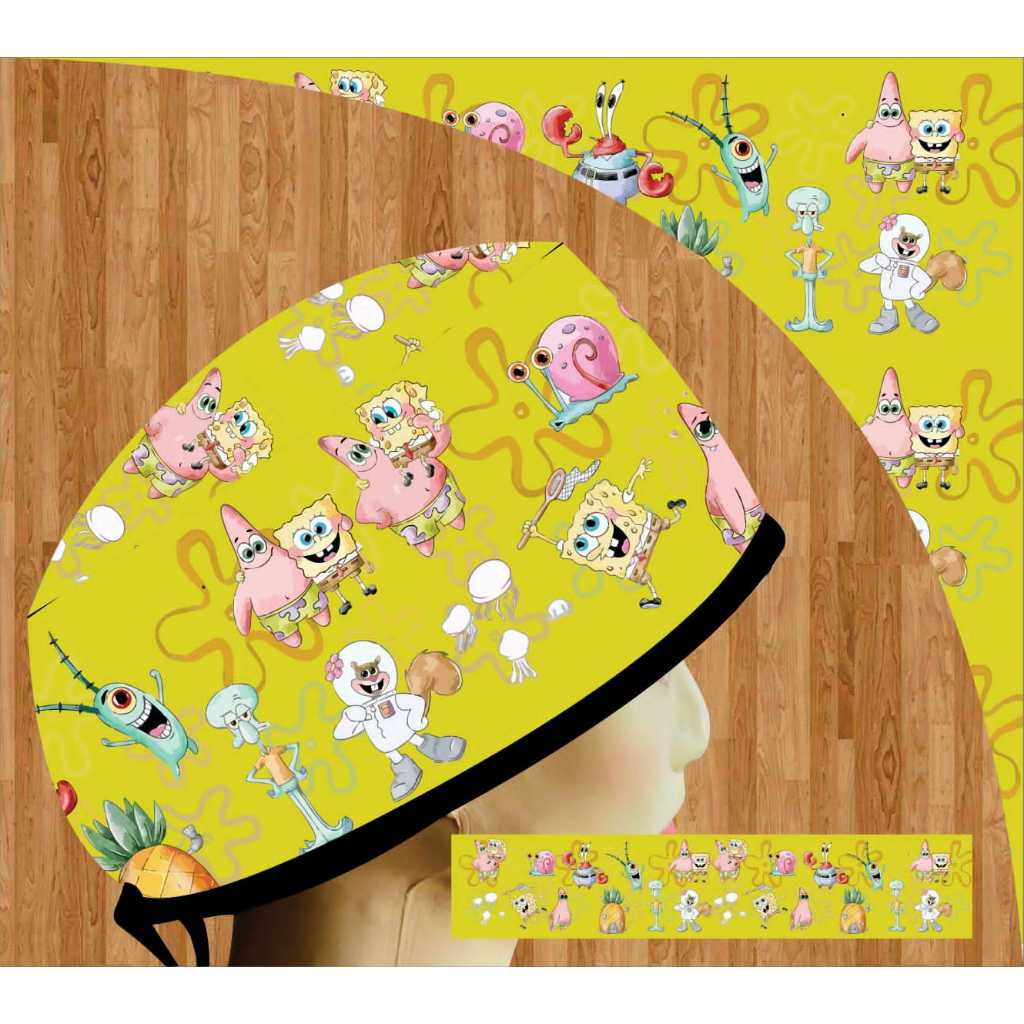 Topi dokter/Scrub hat/Surgical cap/Headcap printing premium spongebob 0611