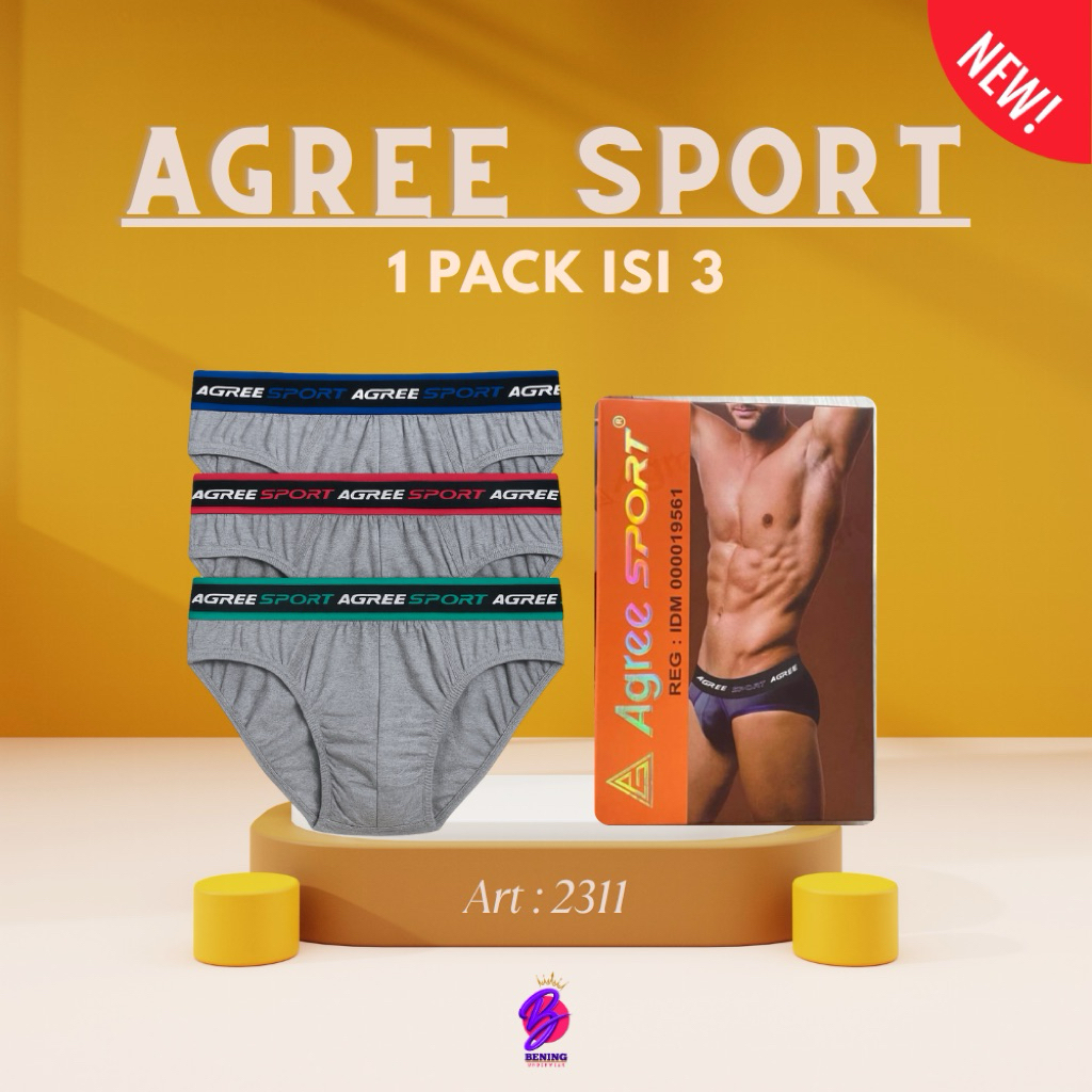 (ISI 3 PCS) CELANA DALAM PRIA AGREE SPORT 2311 || CELANA DALAM PRIA IMPOR MURAH AGREE MEN'S UNDERWEA