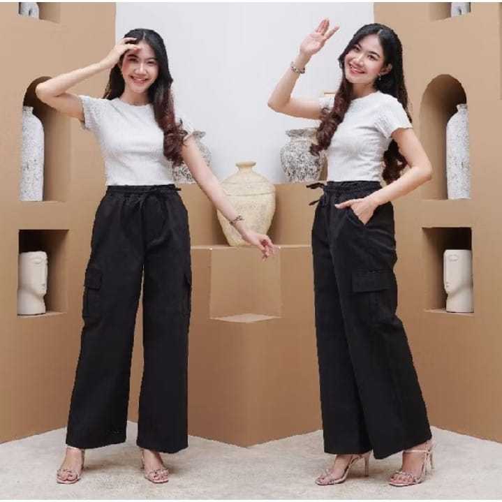 Celana Kulot Wanita Jumbo / Celana Kulot Panjang / Celana Cargo Wanita Jumbo / Celana Kerja Wanita /