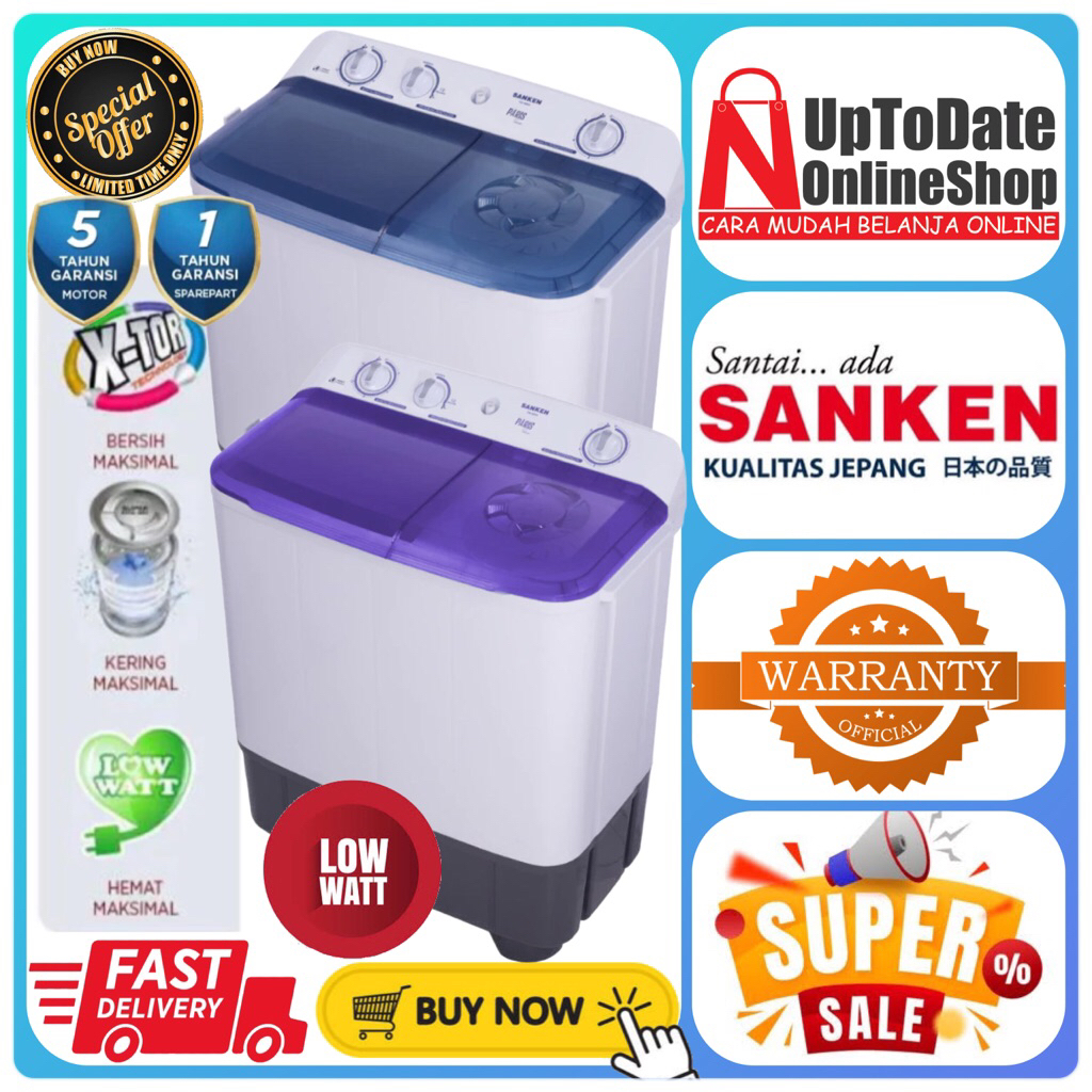MESIN CUCI SANKEN TW9220 TW-9220 TW 9220 MESIN CUCI 9KG SUPER SPIN DRY DUOZ DOUBLE BODY TWIN TUB SAN