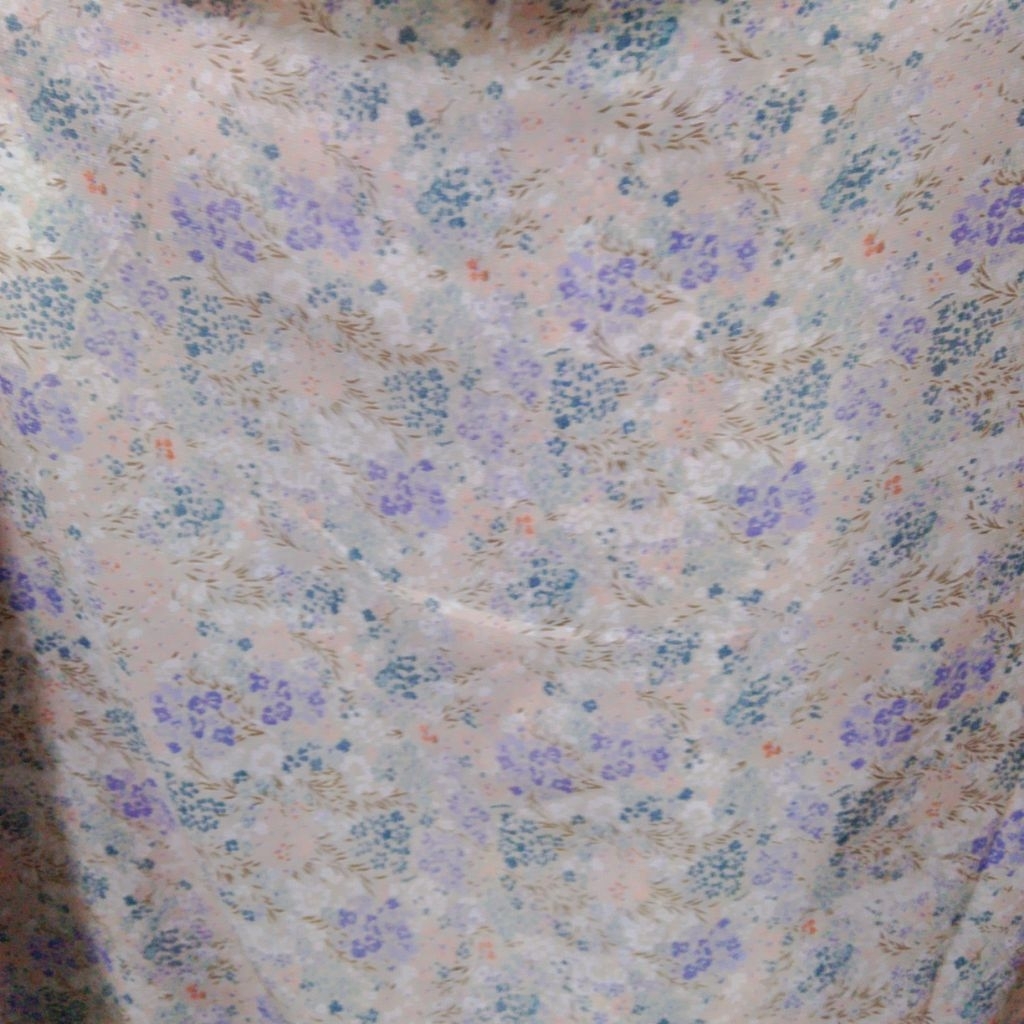 Kain Sifon Ceruty Motif Bunga Mini Soft Pastel  / Bahan Dress Gamis Jilbab Printing Rm