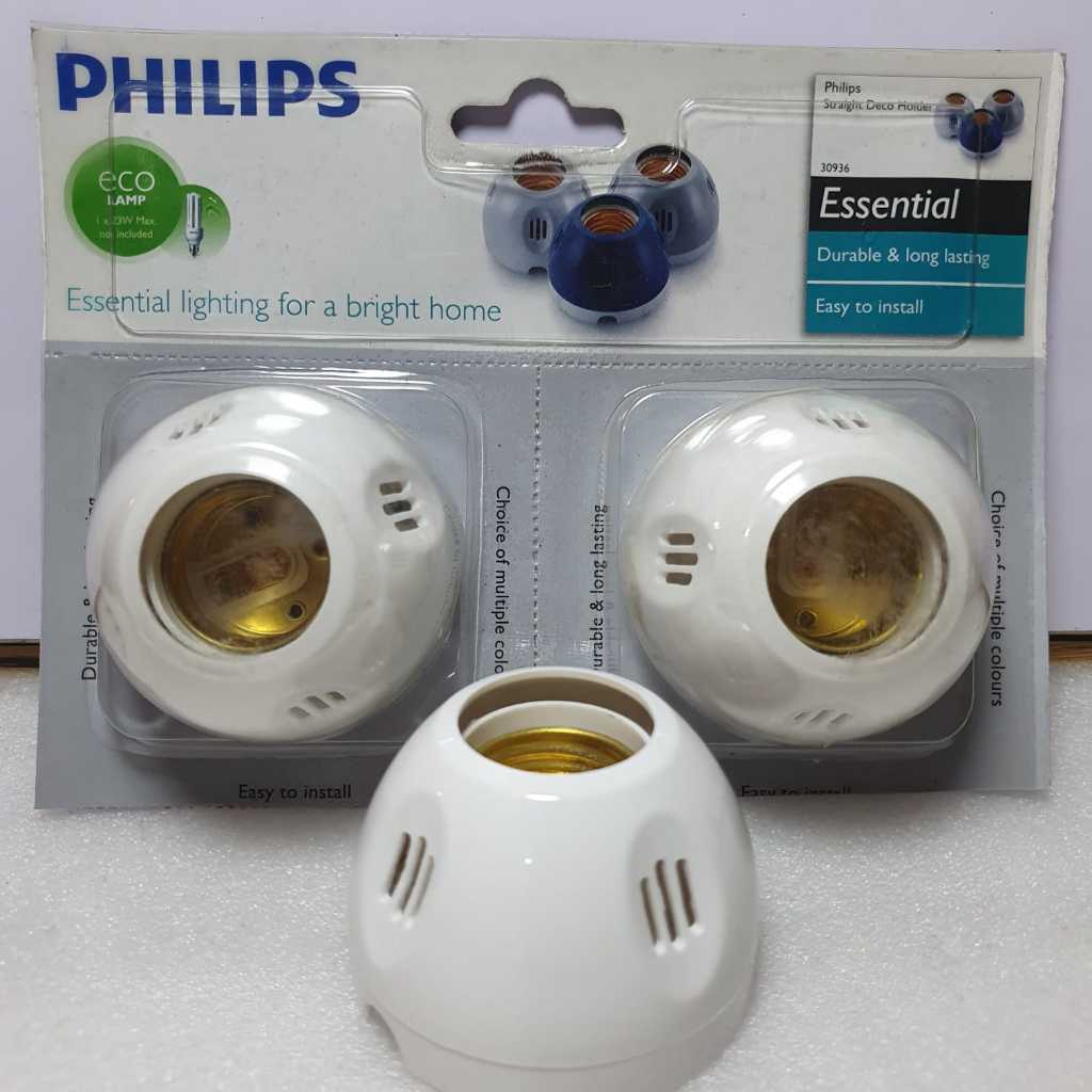 Fitting Plafon PHILIPS Deco Holder Putih E27 - Rumah Lampu