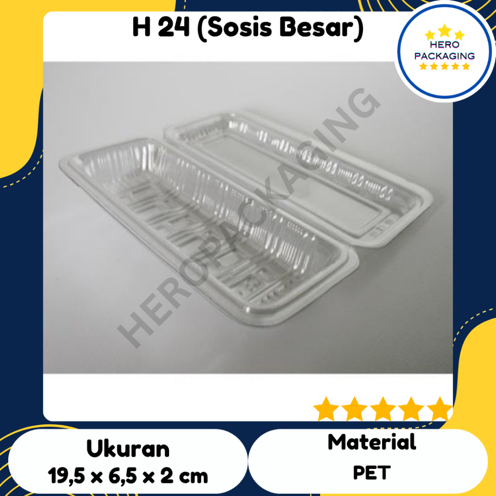 Mika Sosis Besar H 24 (ISI 50 PCS) Mika PET Tray Kue Packaging / Sushi / Donat / Hotdog / Corndog