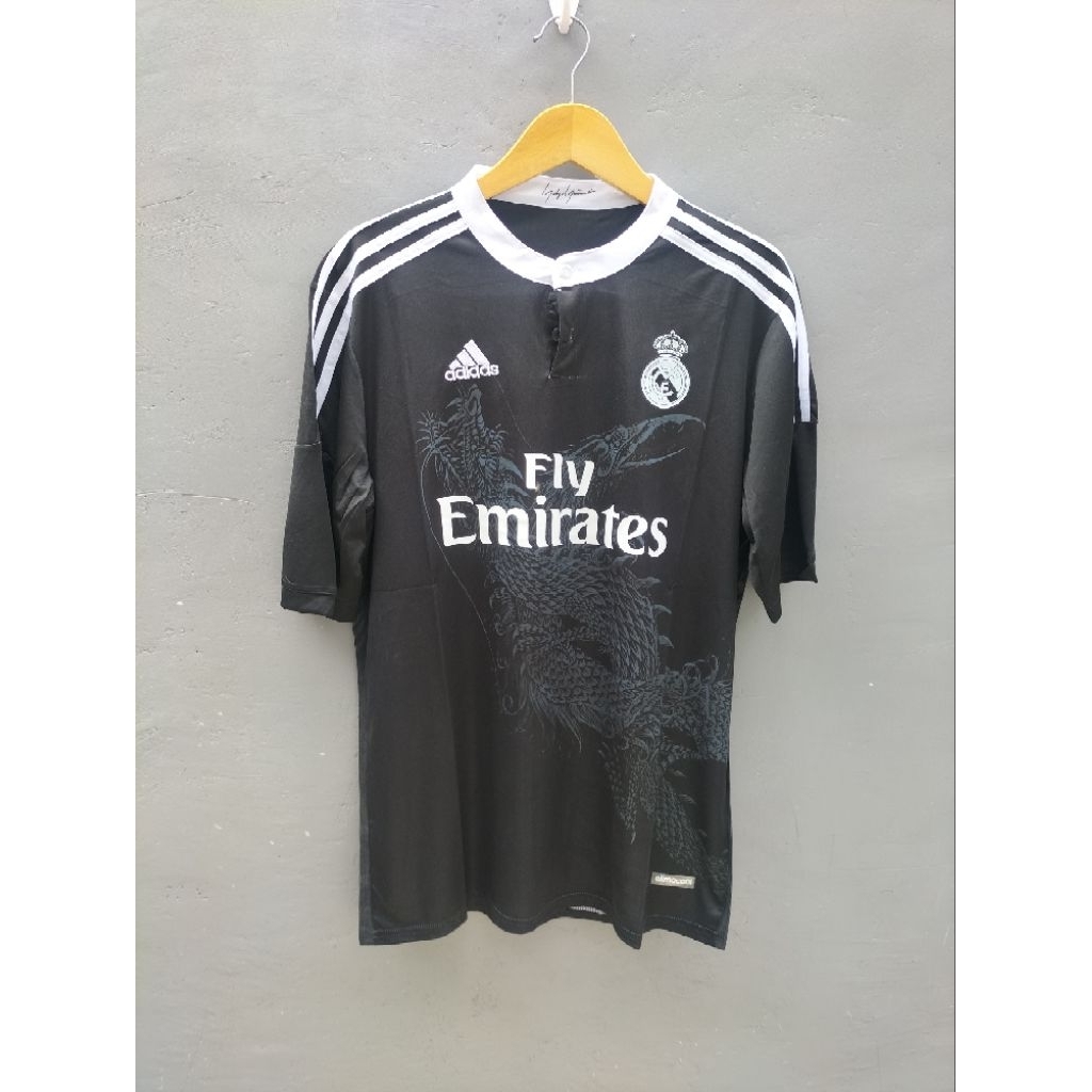 JERSEY REAL MADRID 3RD THIRD RETRO HITAM NAGA MUSIM 2014/2015 GRADE ORI