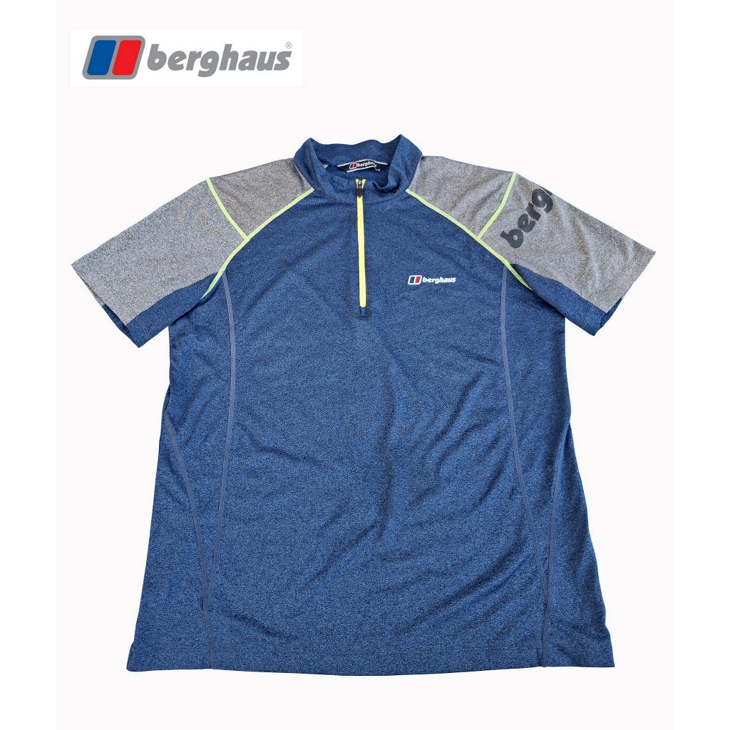 Base Layer Berghaus Original Pria – Kaos Outdoor Quick Dry Half Zip – Baju Hiking Gunung