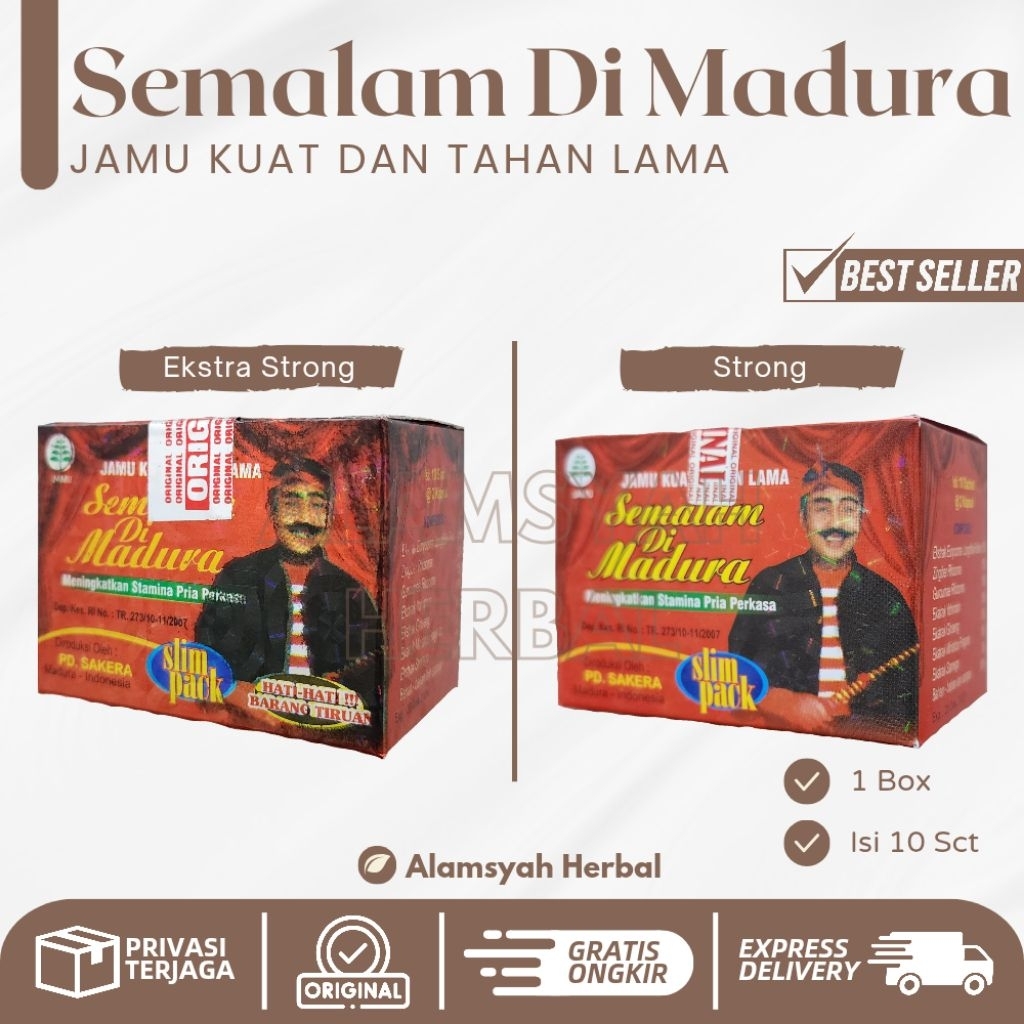 SEMALAM DI MADURA | Jamu Obat Kuat Pria Perkasa dan Penambah Stamina 100% Original_1 box isi 10 sach