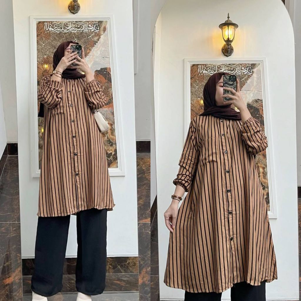 NABILA SET TUNIK PANJANG CELANA KULOT TERBARU RAYON DIAMOND MIX CRINKLE AIRFLOW KEKINIAN