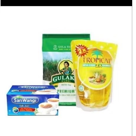 MINYAK GORENG   1 LITER + GULA 1 KG + SARIWANGI 25'S